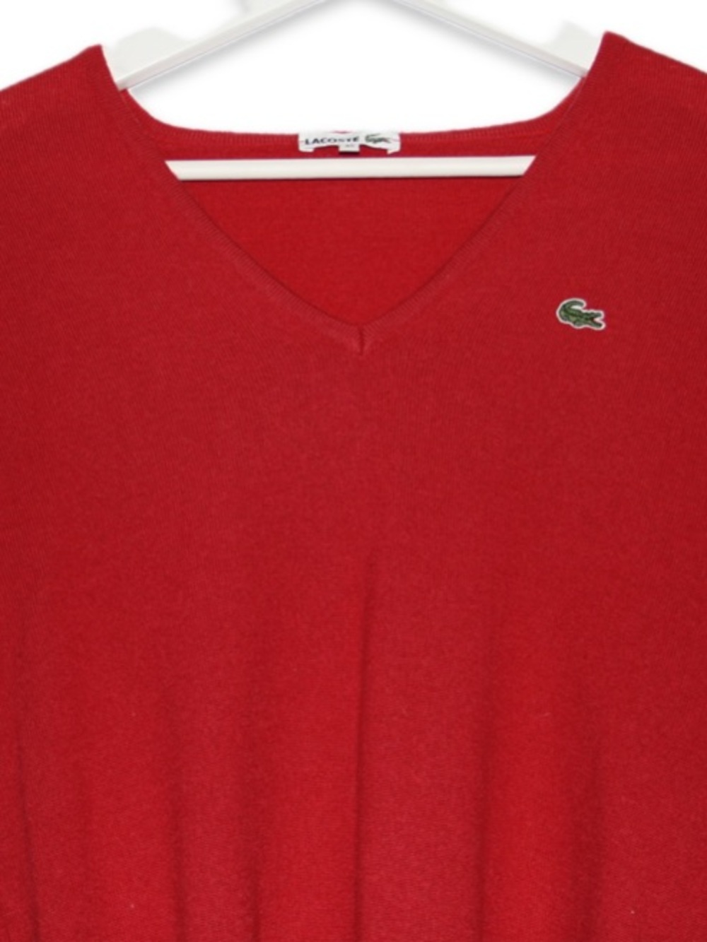 Lacoste Red V-Neck Pullover Sweater Size 40 Wool